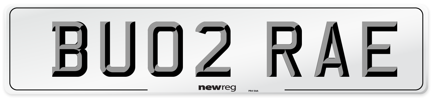 BU02 RAE Number Plate from New Reg